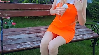 Public Park Bench Masturbation With Vibrator For Naughty Teen