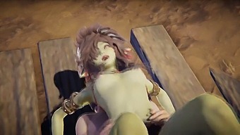 Intense Sex With A Green-Skinned Female Creature Making Loud Sounds